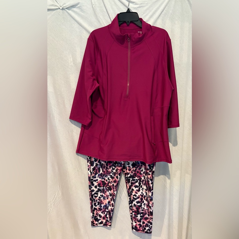 2 piece Kinesis Magenta Zip-Up Jacket and Pants